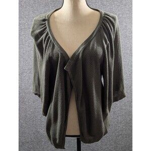 88th & Madison Women's Cardigan Shrug Open Front Knit Green Textured  Detail  XL